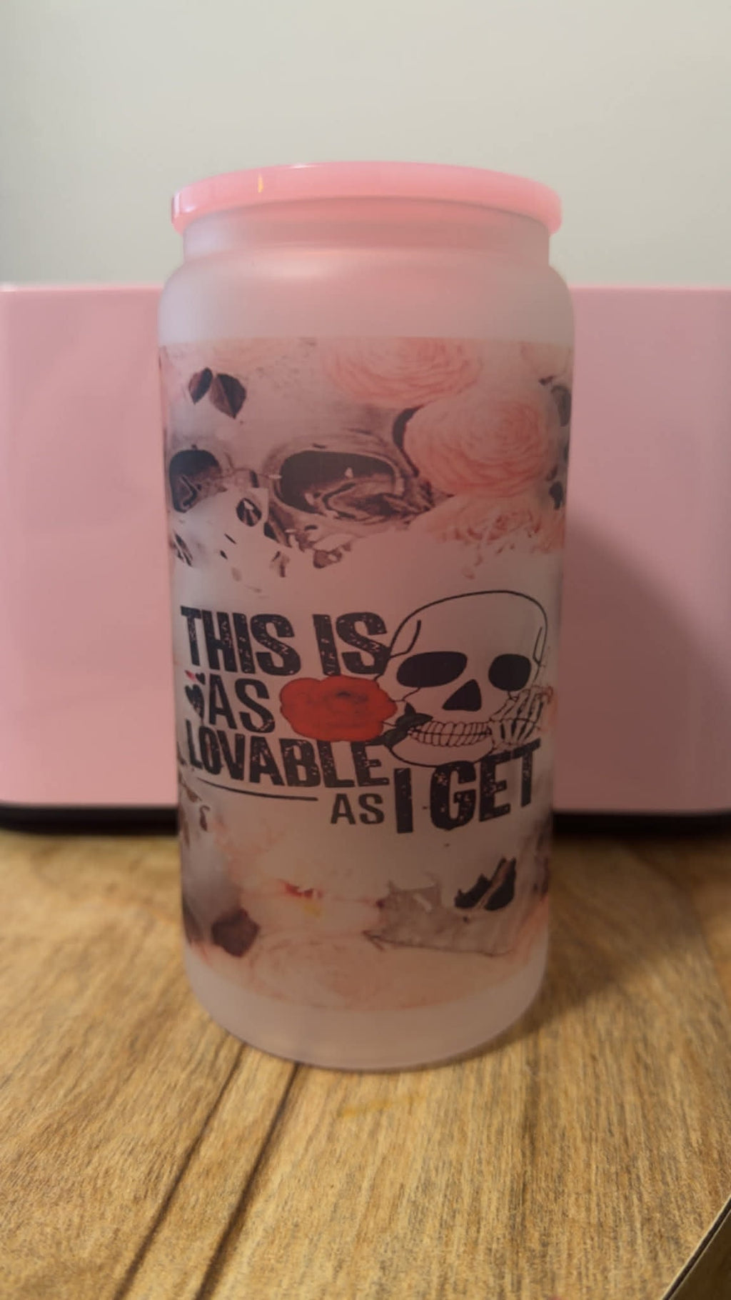 Frosted Glass Can Tumbler – Skull Floral & Western Cow Design